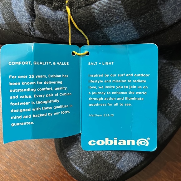 NWT Cobian Men's Log Cabin Slippers House Shoes Black & Blue Checkered Surf $40 - Picture 8 of 9